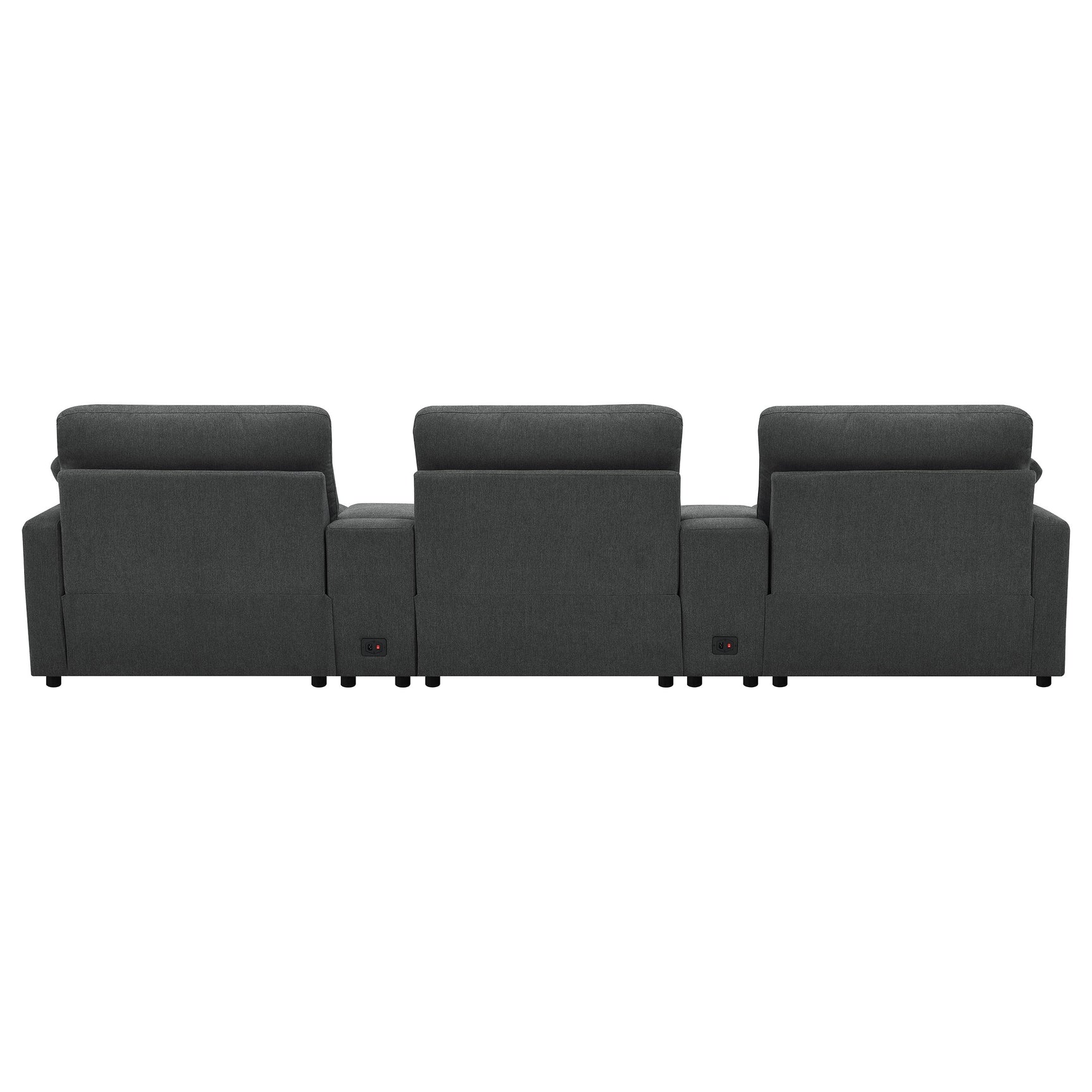 Collins 5-Piece Power Reclining Home Theater Seating Dark Grey - Tampa Furniture Outlet