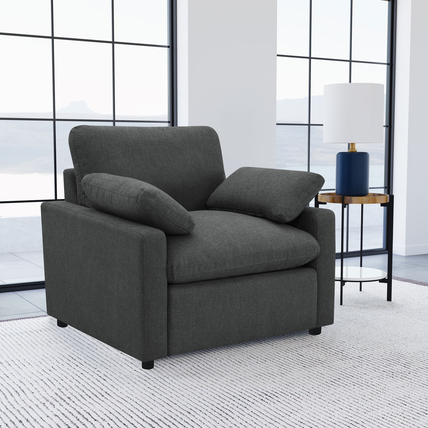 Collins Upholstered Power Recliner Chair Dark Grey - Tampa Furniture Outlet