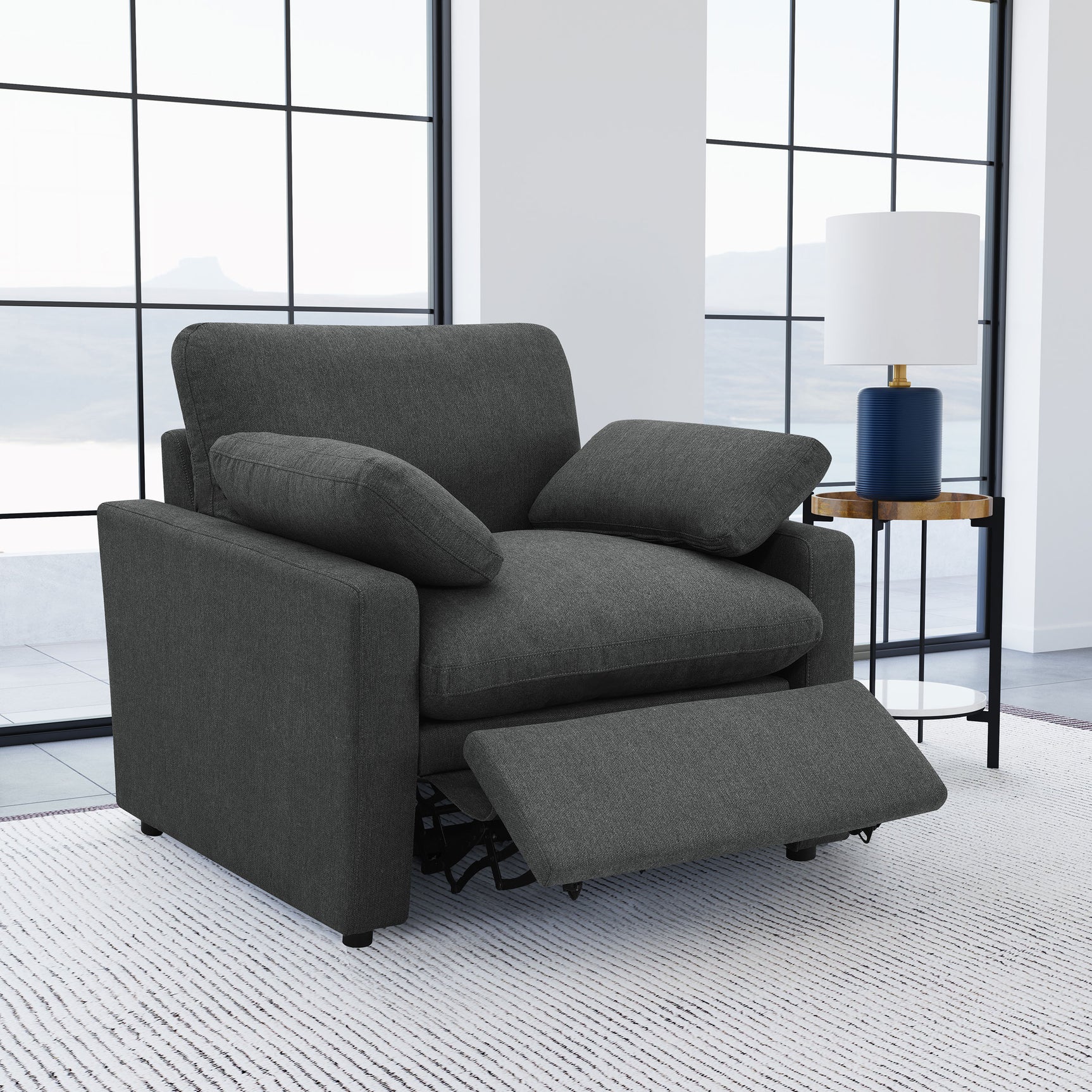 Collins Upholstered Power Recliner Chair Dark Grey - Tampa Furniture Outlet