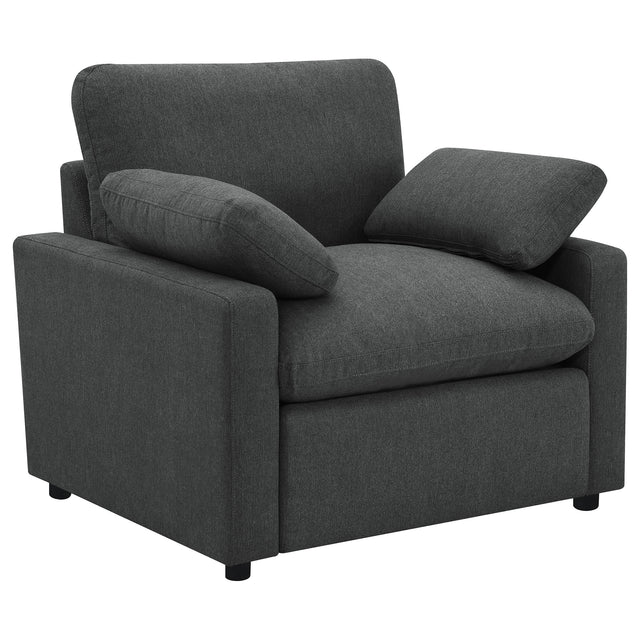 Tampa Furniture Outlet - Coaster - Collins Upholstered Power Recliner Chair Dark Grey - 609533P