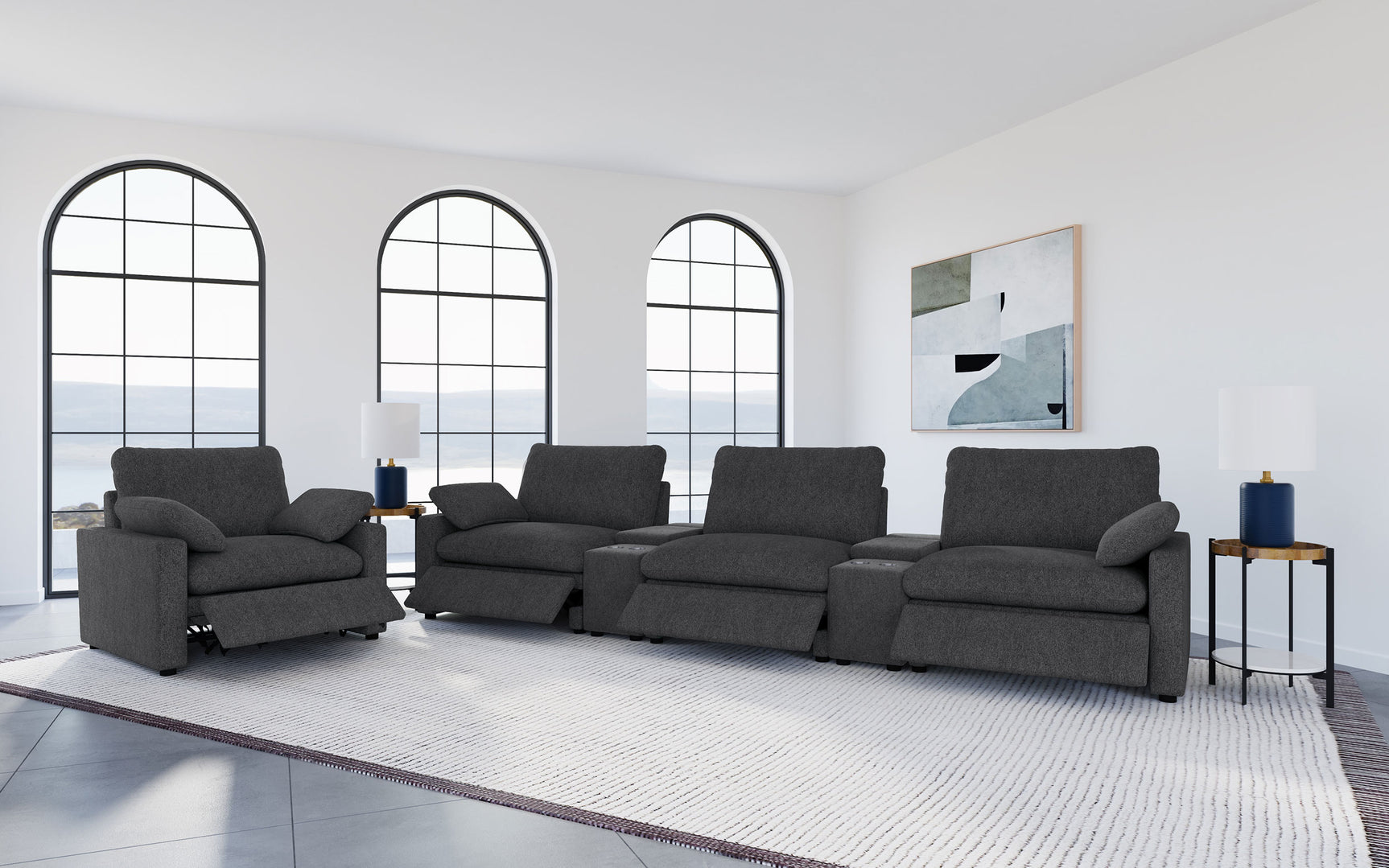 Collins Upholstered Power Recliner Chair Dark Grey - Tampa Furniture Outlet