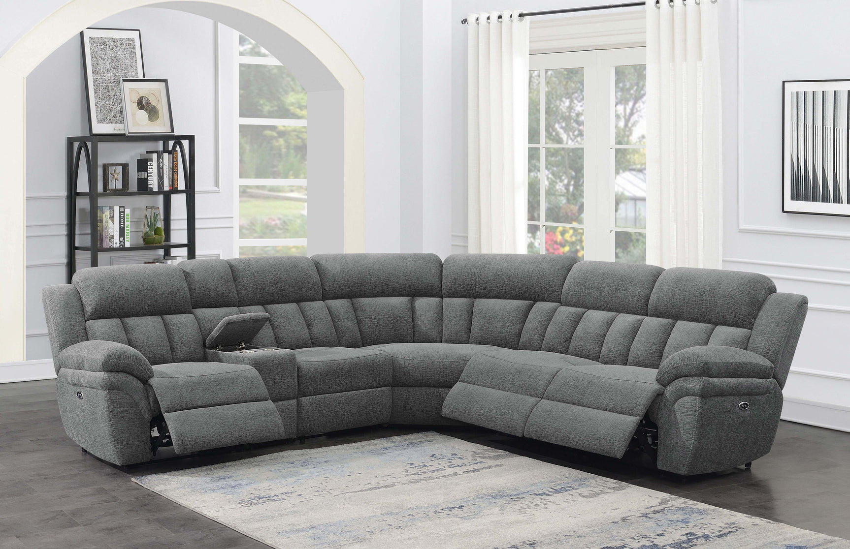 Bahrain 6-piece Modular Power Reclining Sectional Charcoal - Tampa Furniture Outlet