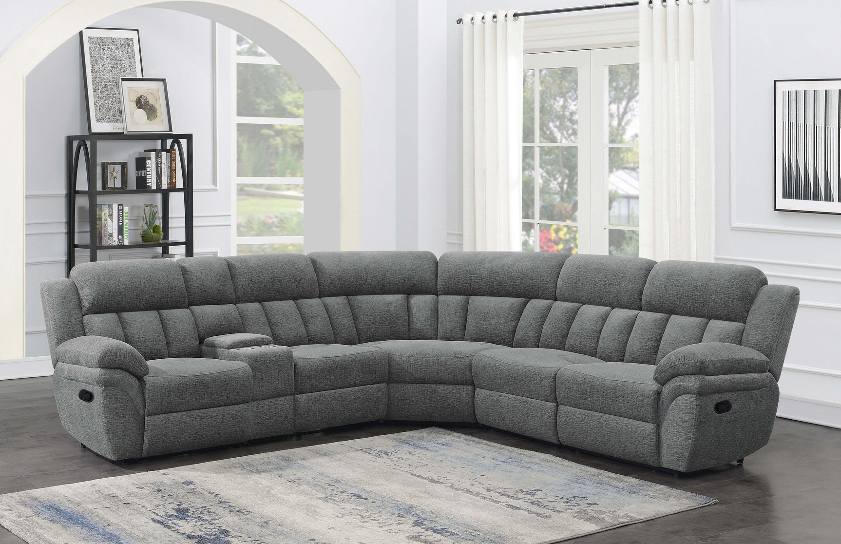 Bahrain 6-piece Modular Reclining Sectional Sofa Charcoal - Tampa Furniture Outlet