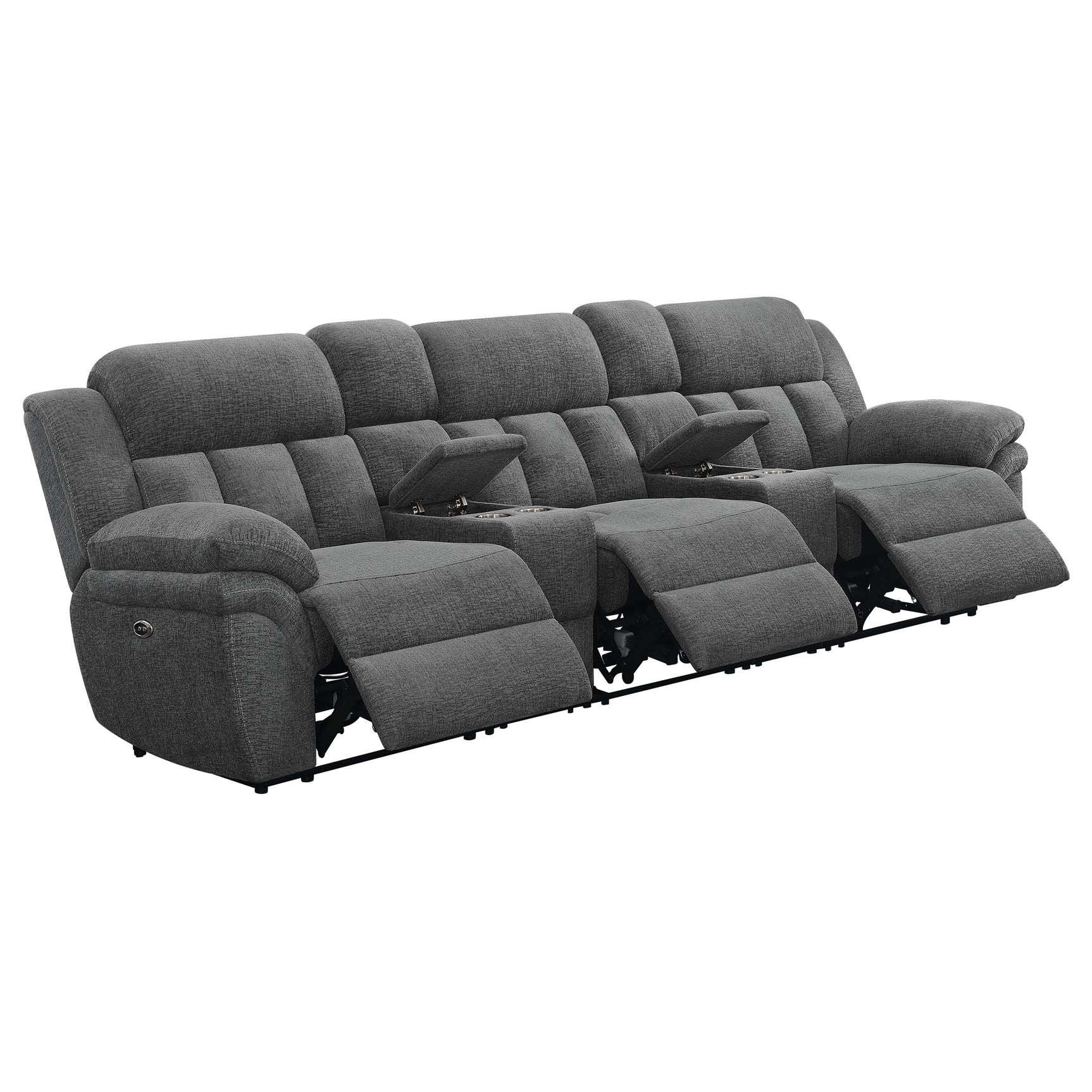 Tampa Furniture Outlet - Coaster - Bahrain 5-piece Power Home Theater Seating Charcoal - 609541PT
