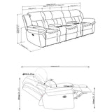 Bahrain 5-piece Power Home Theater Seating Charcoal - Tampa Furniture Outlet