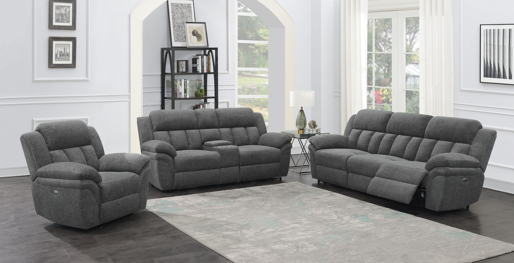 Bahrain Upholstered Power Sofa Charcoal - Tampa Furniture Outlet