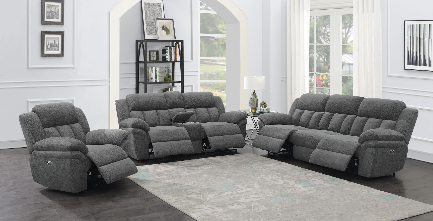 Bahrain Upholstered Power Sofa Charcoal - Tampa Furniture Outlet