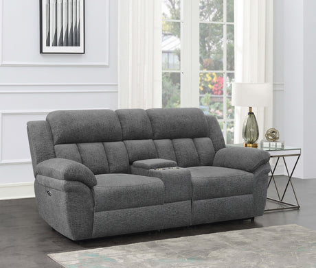 Bahrain Upholstered Power Loveseat Charcoal - Tampa Furniture Outlet