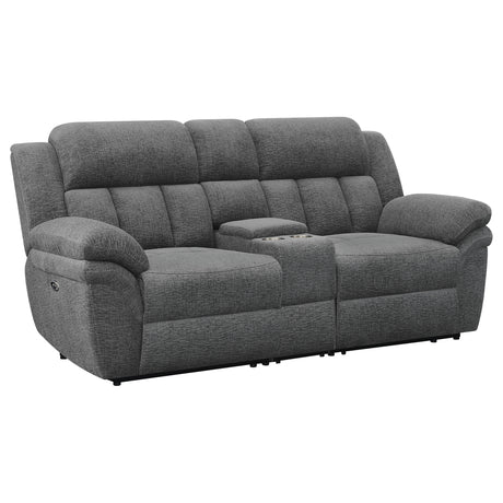 Tampa Furniture Outlet - Coaster - Bahrain Upholstered Power Loveseat Charcoal - 609542P