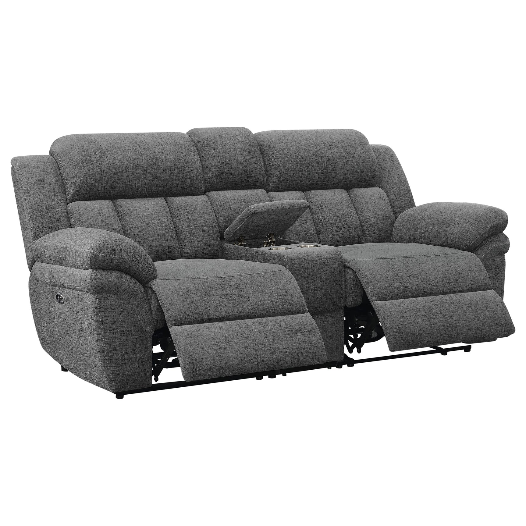 Bahrain Upholstered Power Loveseat Charcoal - Tampa Furniture Outlet