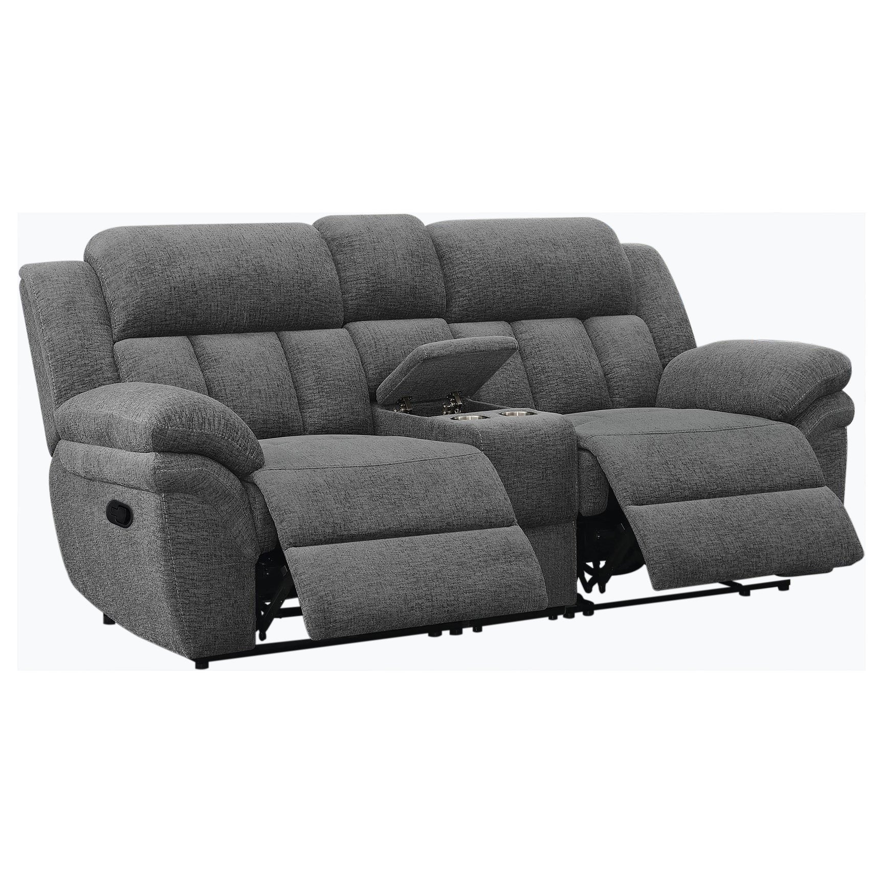 Bahrain Upholstered Motion Loveseat Charcoal - Tampa Furniture Outlet