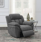 Bahrain Upholstered Power Glider Recliner Charcoal - Tampa Furniture Outlet