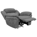 Bahrain Upholstered Power Glider Recliner Charcoal - Tampa Furniture Outlet