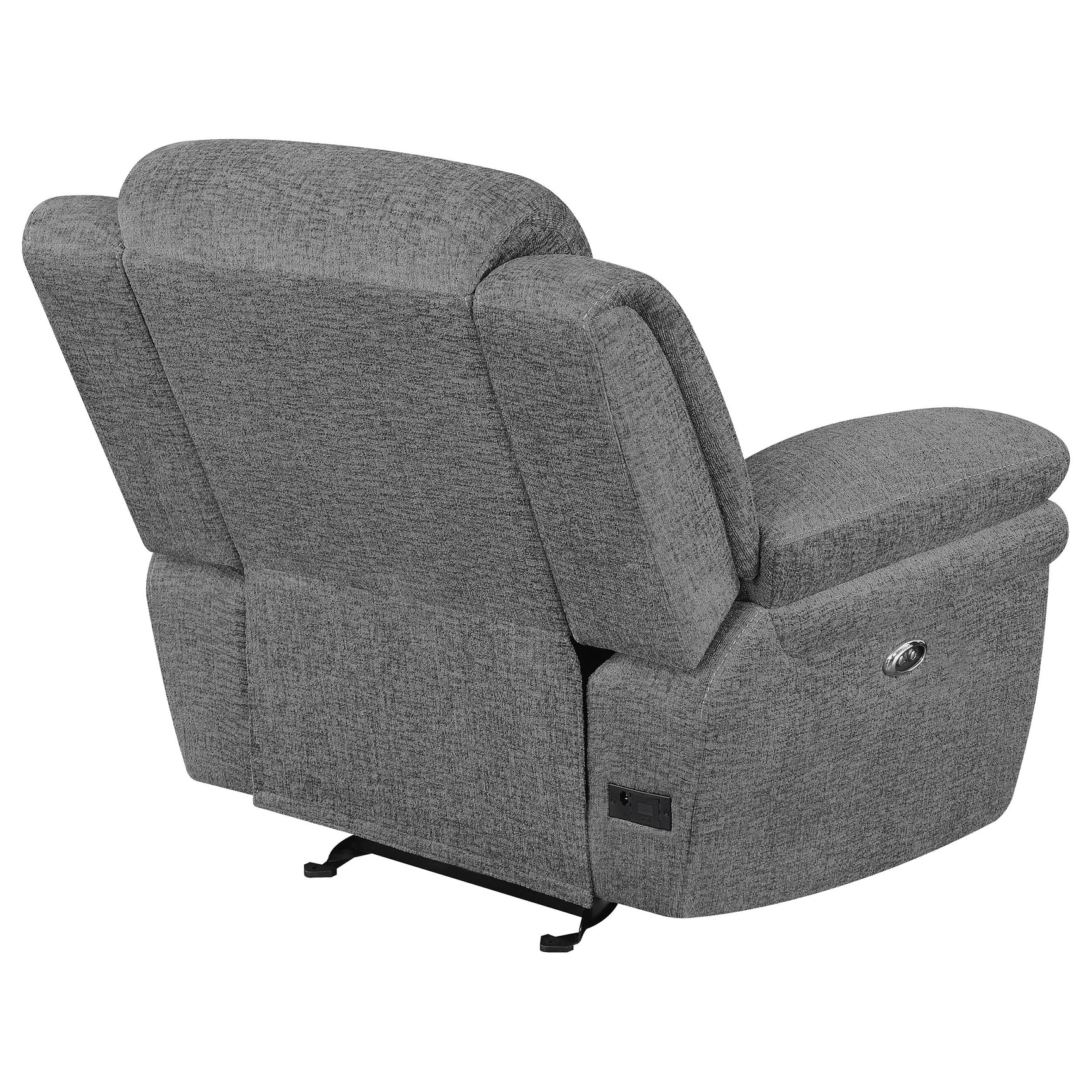 Bahrain Upholstered Power Glider Recliner Charcoal - Tampa Furniture Outlet