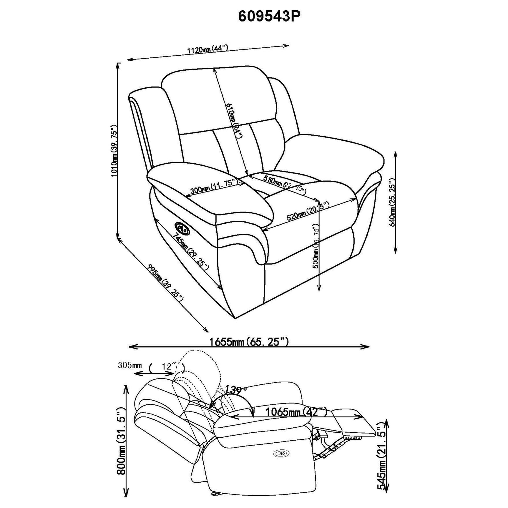 Bahrain Upholstered Power Glider Recliner Charcoal - Tampa Furniture Outlet