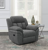 Bahrain Upholstered Glider Recliner Charcoal - Tampa Furniture Outlet