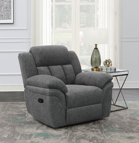 Bahrain Upholstered Glider Recliner Charcoal - Tampa Furniture Outlet