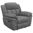 Tampa Furniture Outlet - Coaster - Bahrain Upholstered Glider Recliner Charcoal - 609543