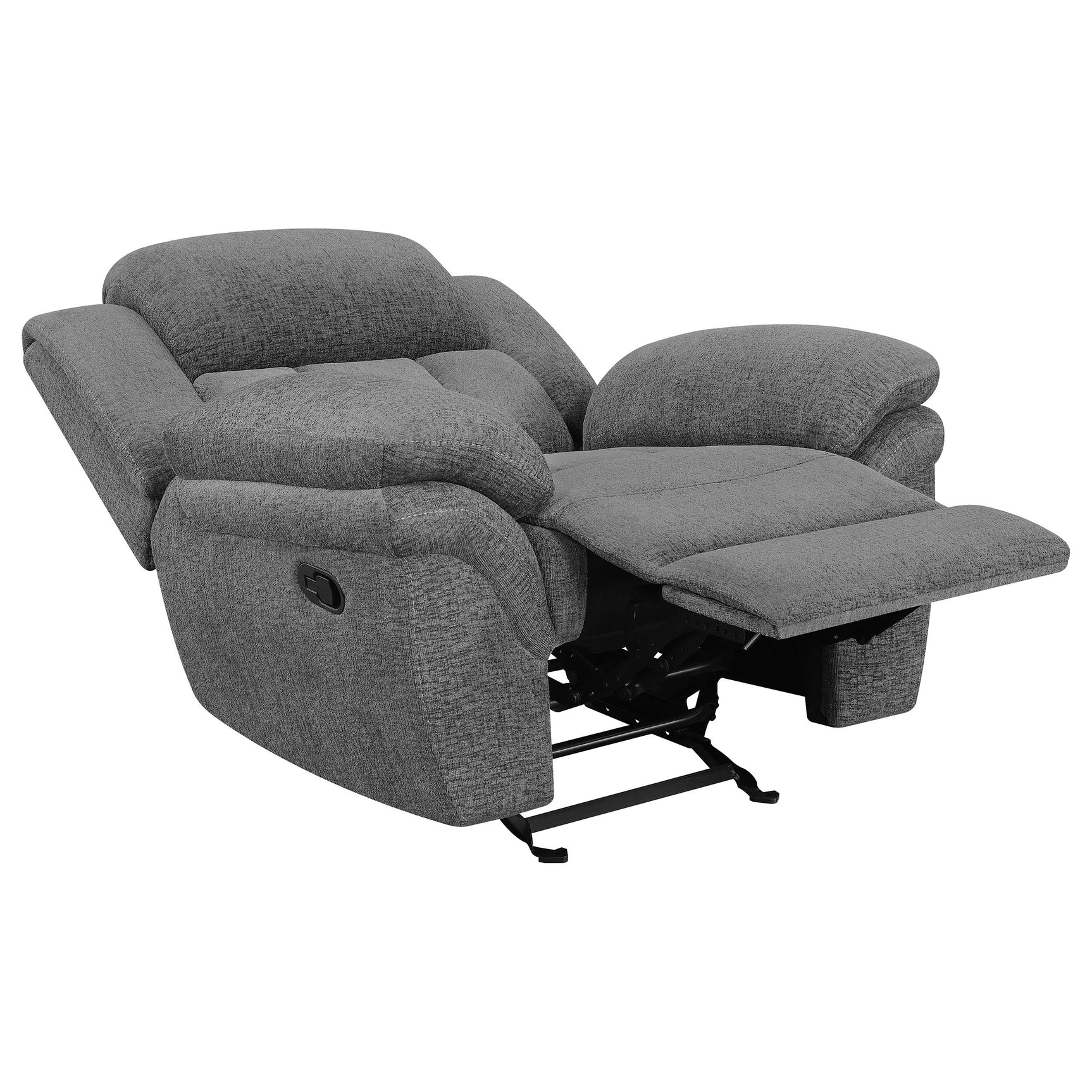 Bahrain Upholstered Glider Recliner Charcoal - Tampa Furniture Outlet