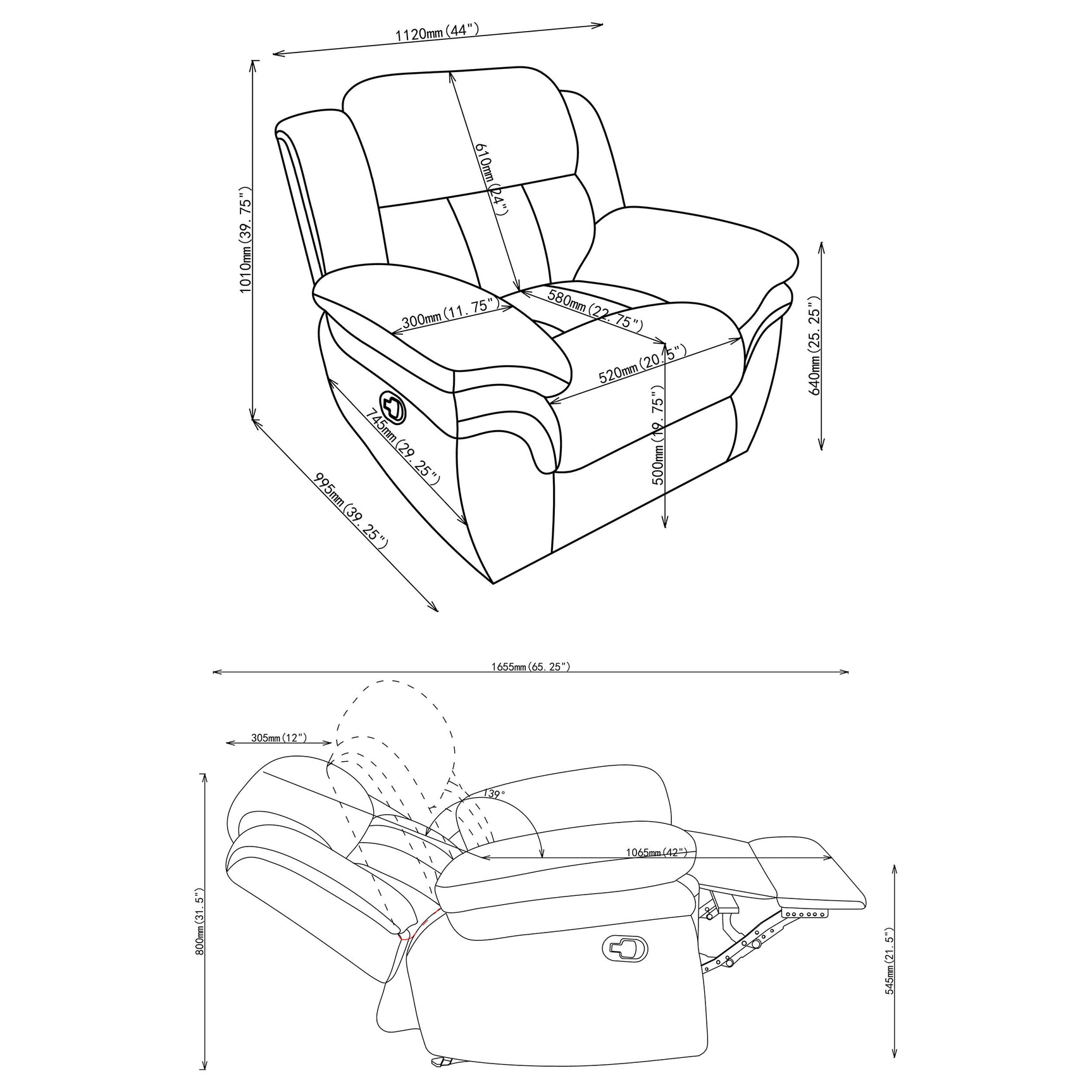 Bahrain Upholstered Glider Recliner Charcoal - Tampa Furniture Outlet