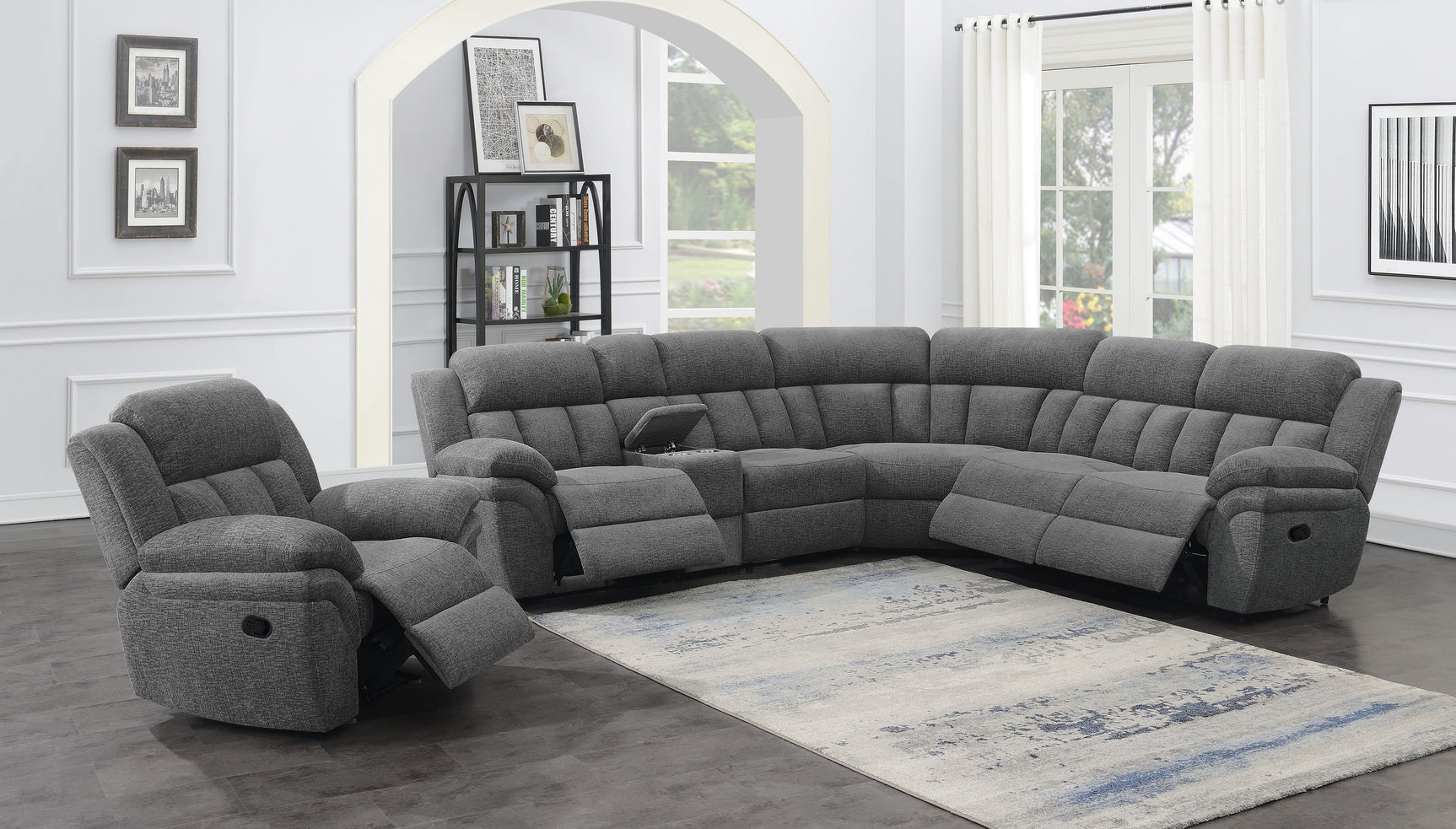 Bahrain Upholstered Glider Recliner Charcoal - Tampa Furniture Outlet