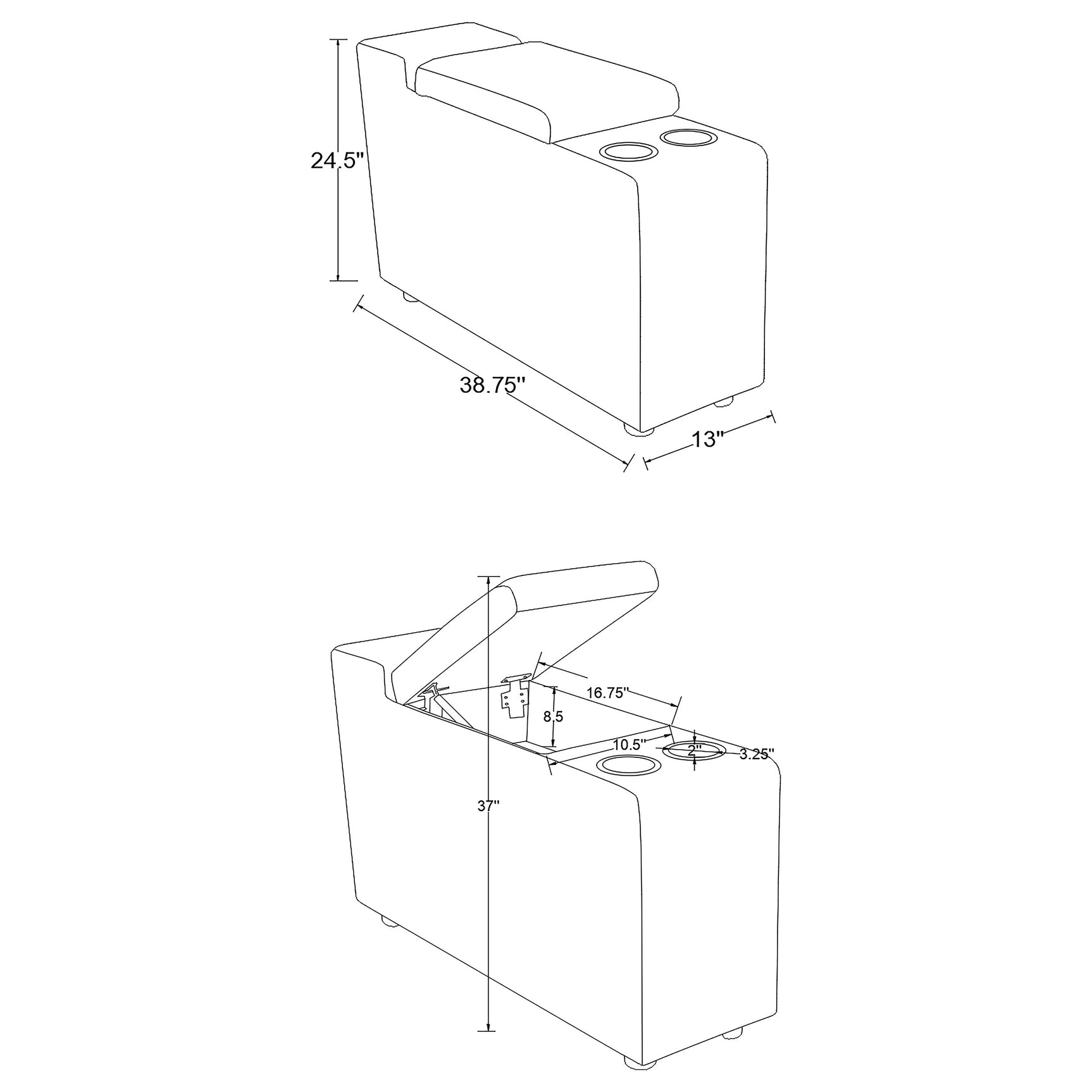 Collins Upholstered Modular Storage Console Grey - Tampa Furniture Outlet
