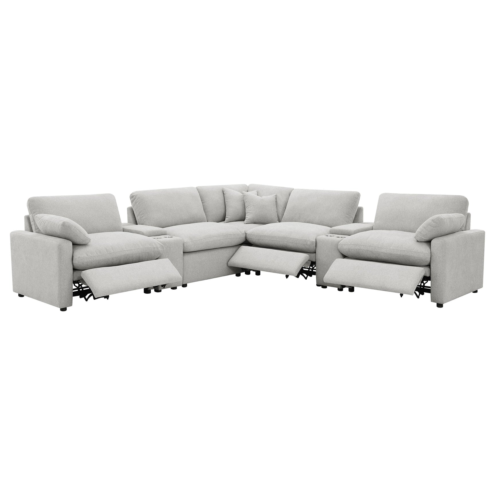 Collins 7-piece Modular Power Reclining Sectional Grey - Tampa Furniture Outlet