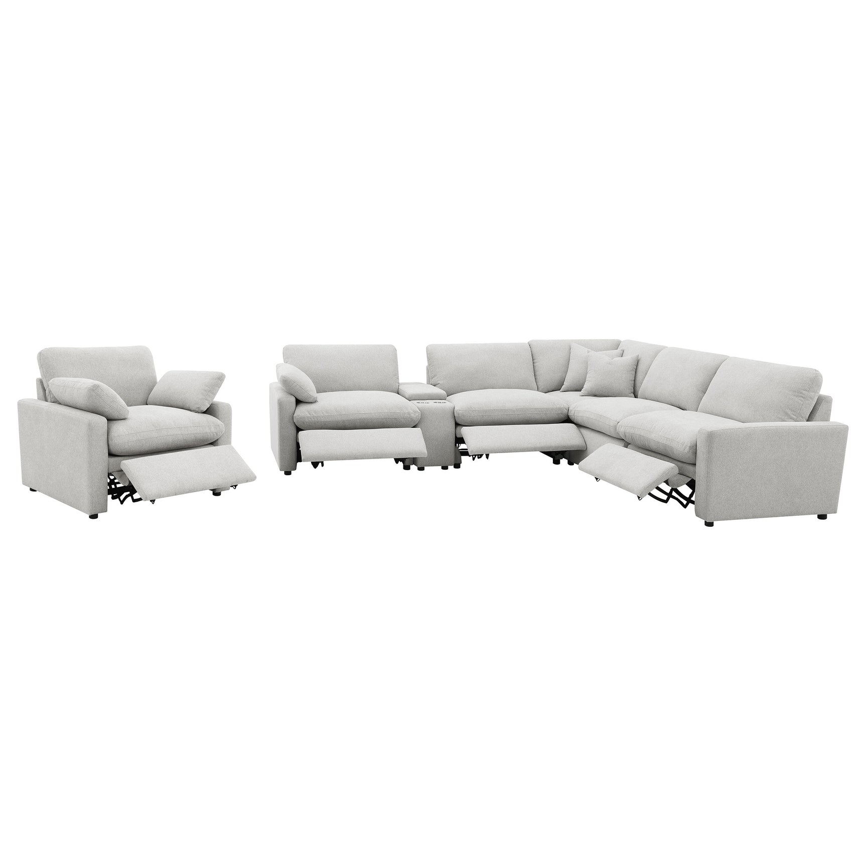 Collins 6-piece Modular Power Reclining Sectional Grey - Tampa Furniture Outlet