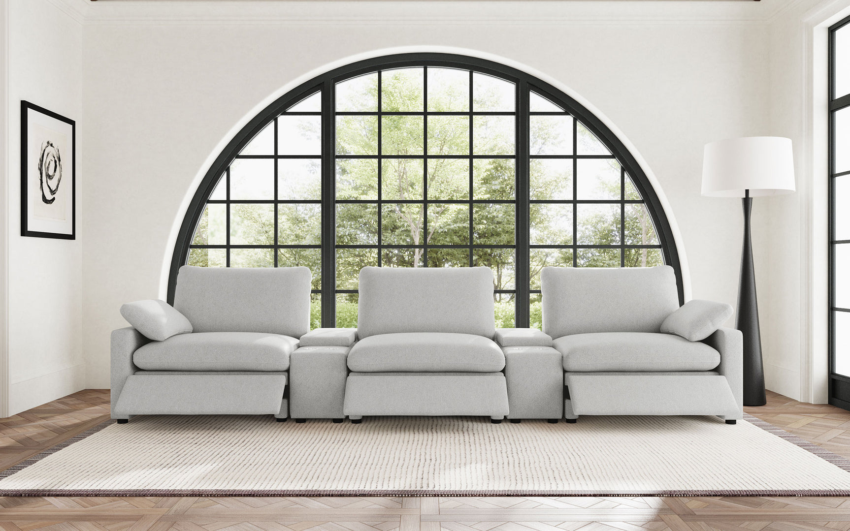 Collins 5-Piece Power Reclining Home Theater Seating Grey - Tampa Furniture Outlet