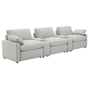 Tampa Furniture Outlet - Coaster - Collins 5-Piece Power Reclining Home Theater Seating Grey - 609561PT