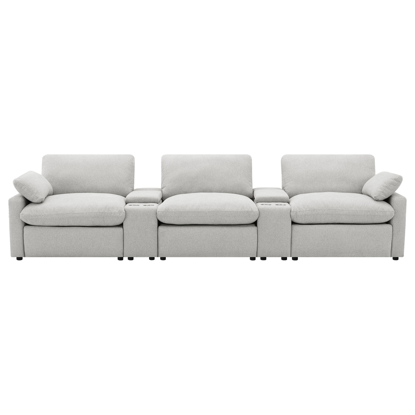Collins 5-Piece Power Reclining Home Theater Seating Grey - Tampa Furniture Outlet