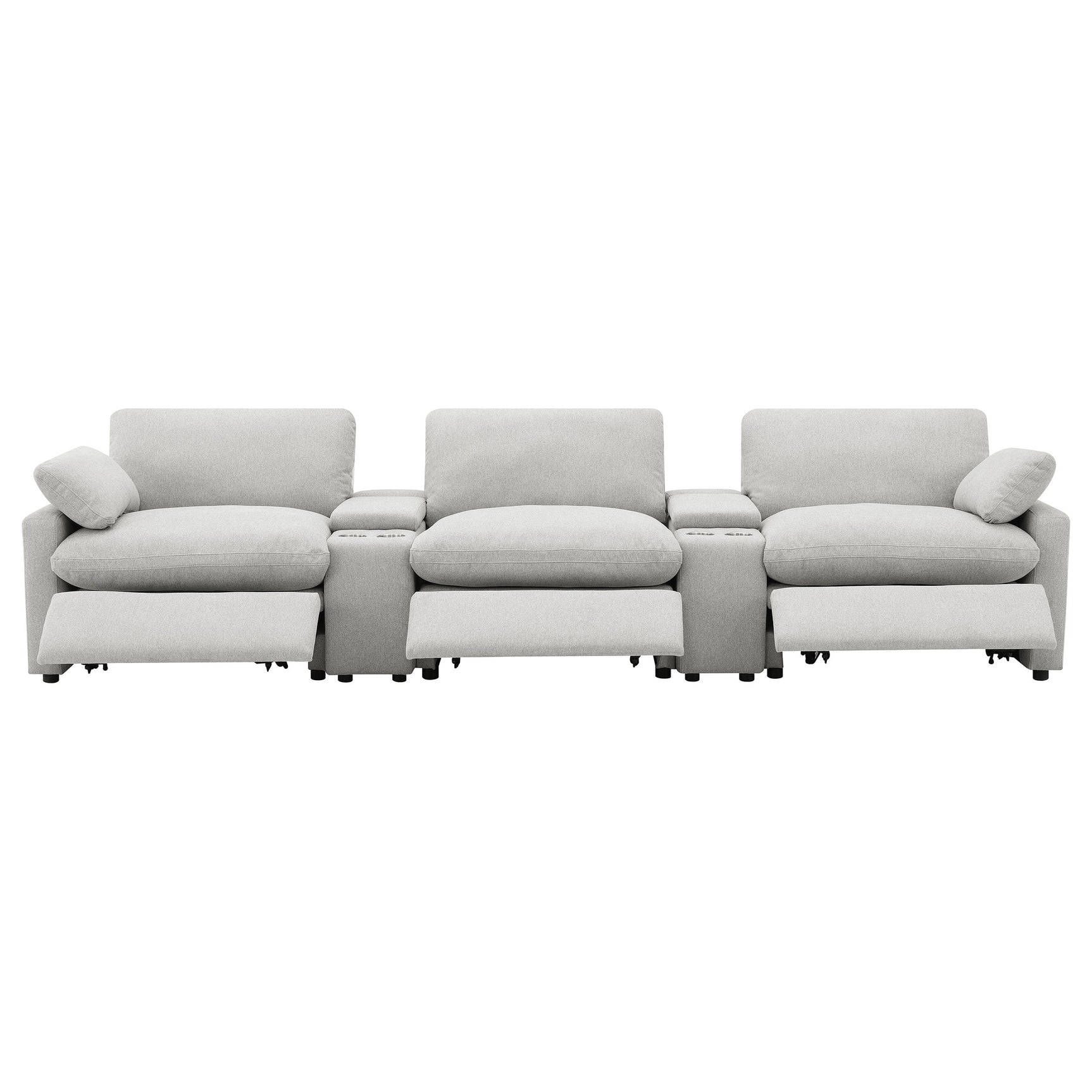 Collins 5-Piece Power Reclining Home Theater Seating Grey - Tampa Furniture Outlet