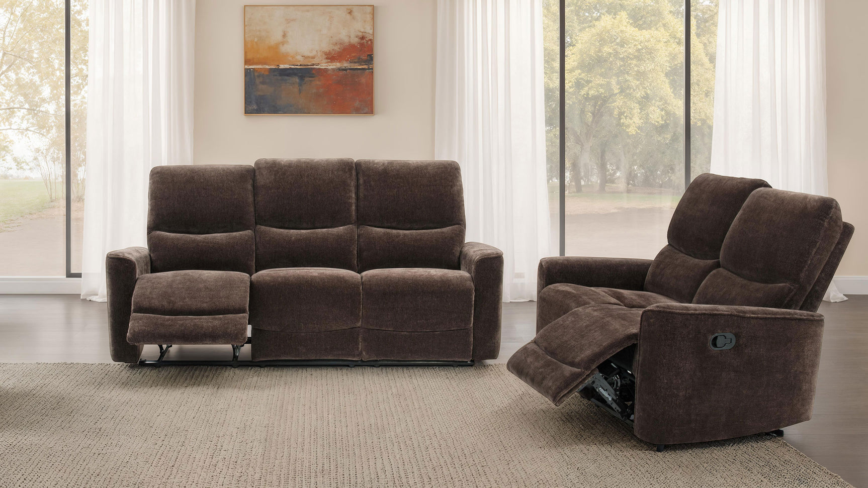 Tampa Furniture Outlet - Coaster - Navarro 2-piece Upholstered Reclining Sofa Set Dark Brown - 609571-S2