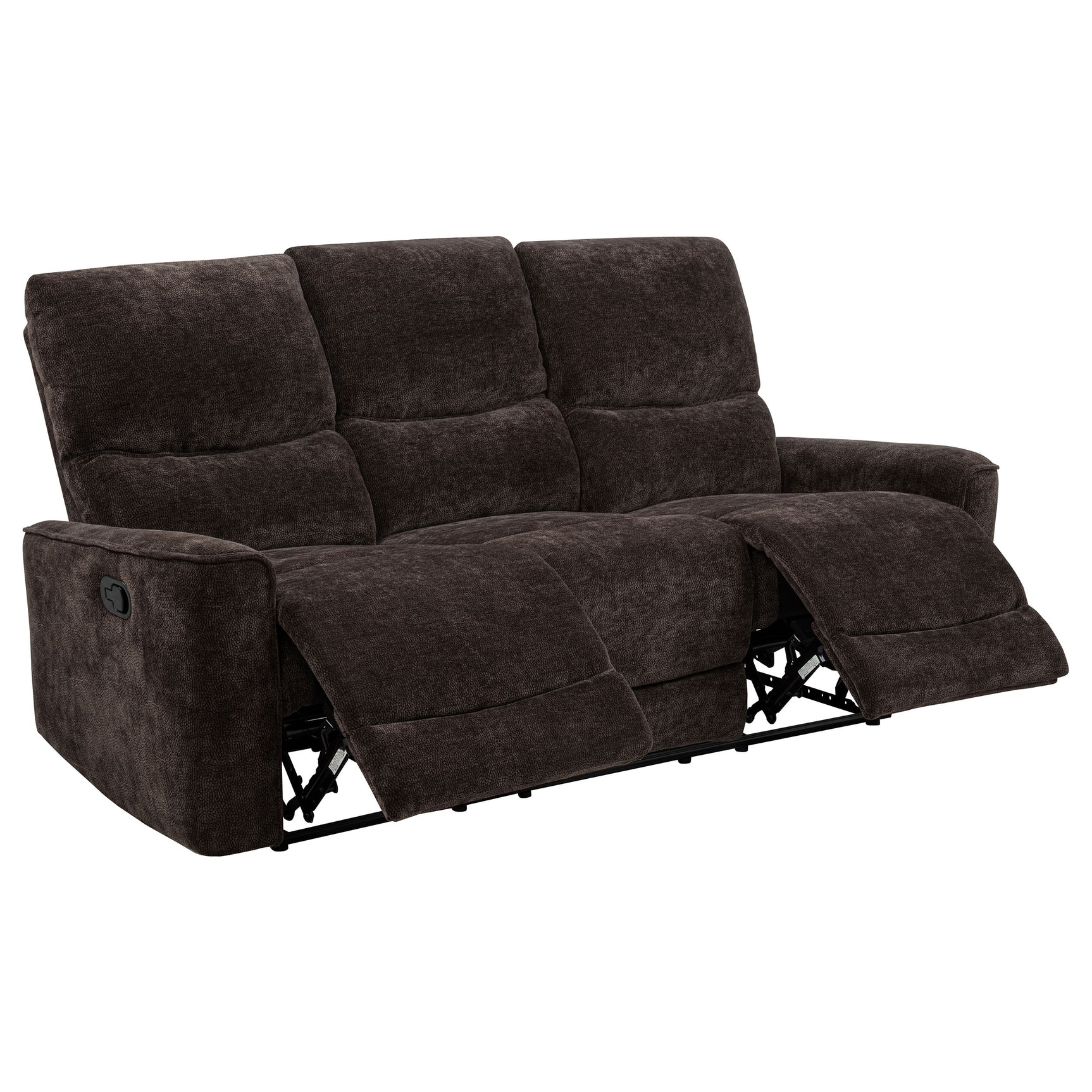 Tampa Furniture Outlet - Coaster - Navarro Chenille Upholstered Reclining Sofa Dark Brown - 609571