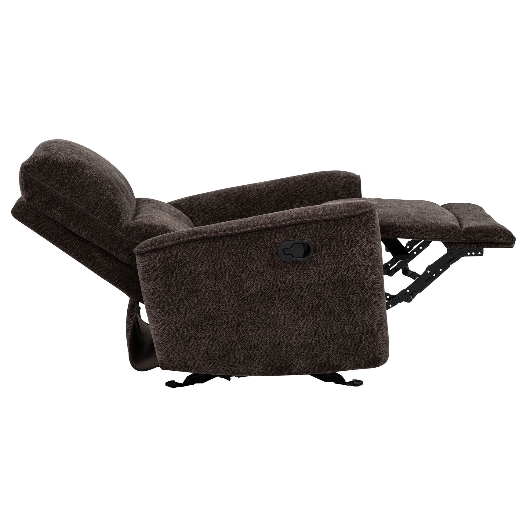 Navarro Chenille Upholstered Glider Recliner Dark Brown