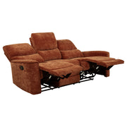 Tampa Furniture Outlet - Coaster - Navarro Chenille Upholstered Reclining Sofa Burnt Orange - 609574