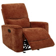 Tampa Furniture Outlet - Coaster - Navarro Chenille Upholstered Glider Recliner Burnt Orange - 609576