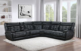 Hewitt Leather Dual Power Reclining Sectional Sofa Black - Tampa Furniture Outlet