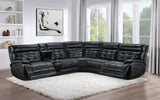 Hewitt Leather Dual Power Reclining Sectional Sofa Black - Tampa Furniture Outlet