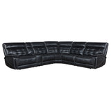 Tampa Furniture Outlet - Coaster - Hewitt Leather Dual Power Reclining Sectional Sofa Black - 609610PP