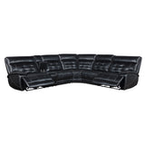 Hewitt Leather Dual Power Reclining Sectional Sofa Black - Tampa Furniture Outlet