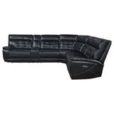 Hewitt Leather Dual Power Reclining Sectional Sofa Black - Tampa Furniture Outlet