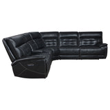 Hewitt Leather Dual Power Reclining Sectional Sofa Black - Tampa Furniture Outlet