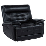 Tampa Furniture Outlet - Coaster - Hewitt Leather Upholstered Dual Power Recliner Chair Black - 609613PP