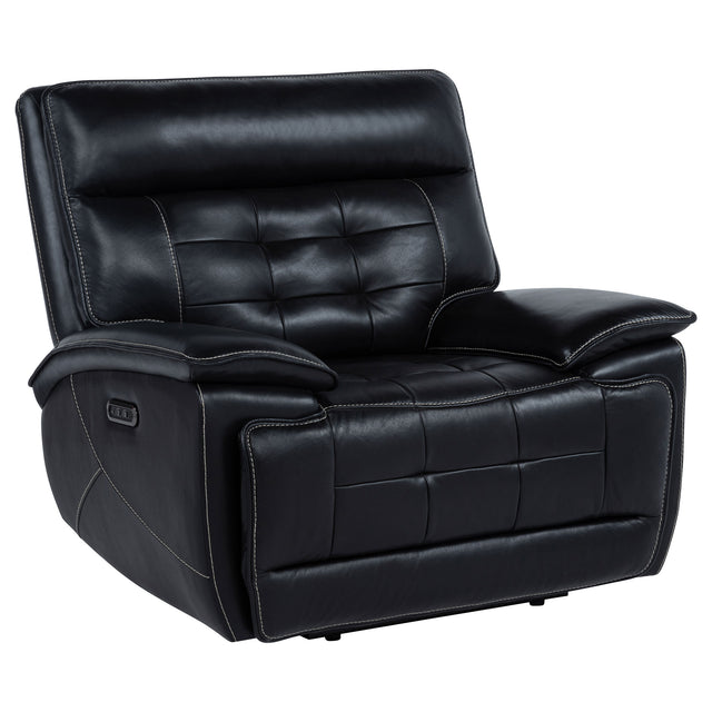 Tampa Furniture Outlet - Coaster - Hewitt Leather Upholstered Dual Power Recliner Chair Black - 609613PP