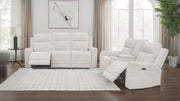 Tampa Furniture Outlet - Coaster - Kennett 2-piece Chenille Power Reclining Sofa Set Ivory - 610151P-S2