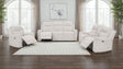 Tampa Furniture Outlet - Coaster - Kennett 3-piece Chenille Power Reclining Sofa Set Ivory - 610151P-S3