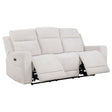 Tampa Furniture Outlet - Coaster - Kennett Chenille Upholstered Power Reclining Sofa Ivory - 610151P