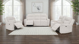 Kennett Chenille Upholstered Power Reclining Sofa Ivory