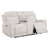 Tampa Furniture Outlet - Coaster - Kennett Chenille Upholstered Power Reclining Loveseat Ivory - 610152P